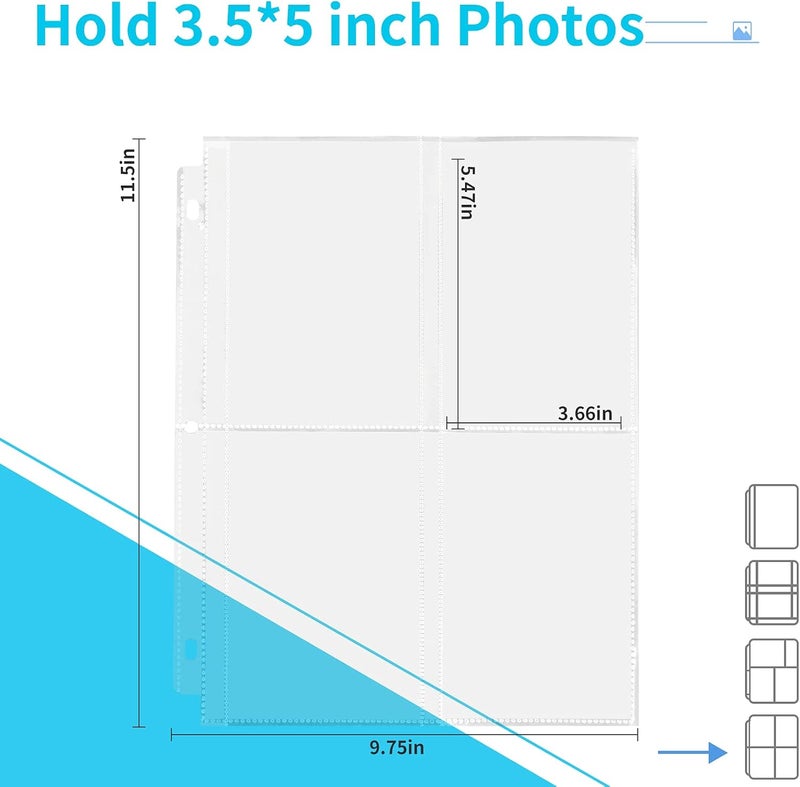 Fabmaker 30 Pack Photo Sleeves for 3 Ring Binder - (3.5x5, for 240 Photos), Archival Photo Page Protectors 3.5x5, Clear Plastic Photo Album Refill Pages Photo Pockets, Postcard Sleeves, Seed Binders - Image 2