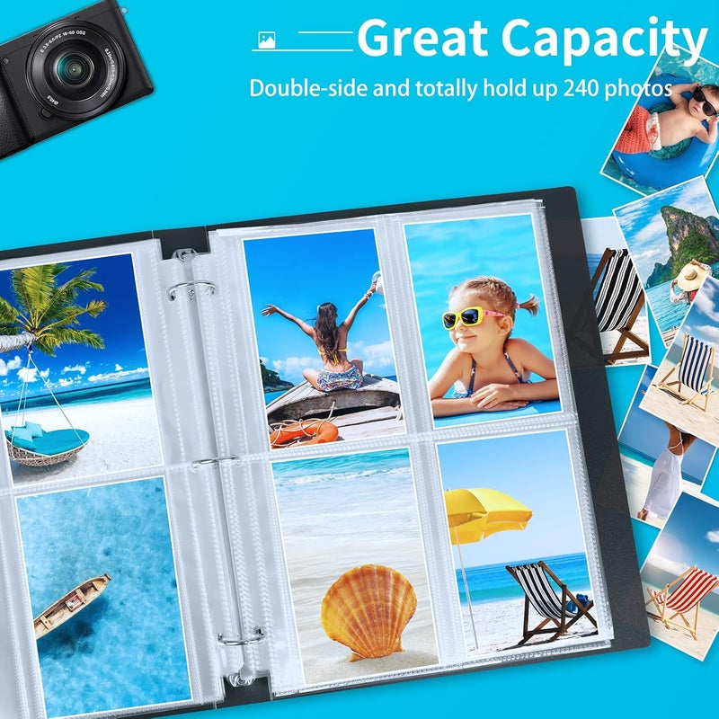 Fabmaker 30 Pack Photo Sleeves for 3 Ring Binder - (3.5x5, for 240 Photos), Archival Photo Page Protectors 3.5x5, Clear Plastic Photo Album Refill Pages Photo Pockets, Postcard Sleeves, Seed Binders - Image 3