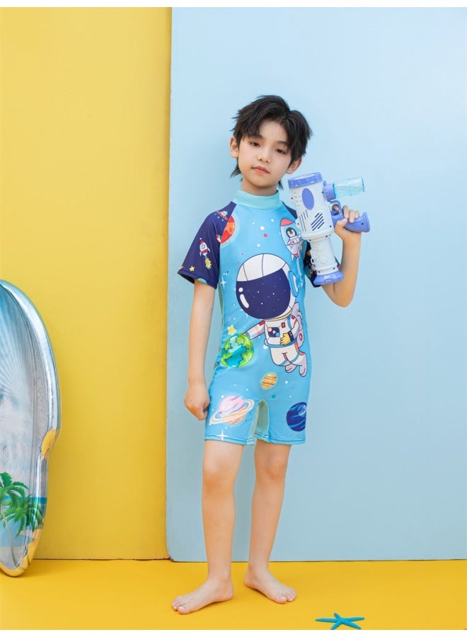 Loquat Children's Swimwear Boys' Boys' Boys' Hot Spring Baby Swimming Trunks Children's Swimwear Baby's Surf Wear Short Sleeve-Color:Spa Dinosaur Cap F1- - Image 5