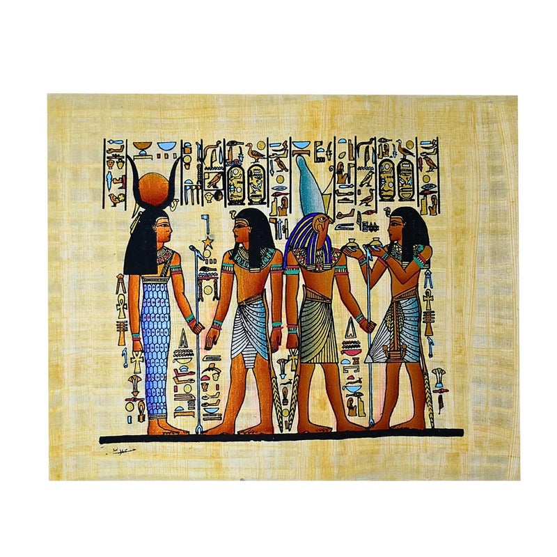 bonballoon Authentic Egyptian Papyrus Paper Queens Cleopatra Ankh Anubis Cartouche Cane Queen Painted Painting Original Paper Pharaohs Hieroglyphic Pharaoh Ancient Scroll Papyri 78x118 20 x 30 cm