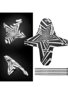 JSCARLIFE Mountain Bike Fenders MTB Mud Guard Front and Rear Bicycle Mudguard wite Luminous Effect Adjustable MTB Fender Fits 26 275 29 Plus Size and Fat Bikes