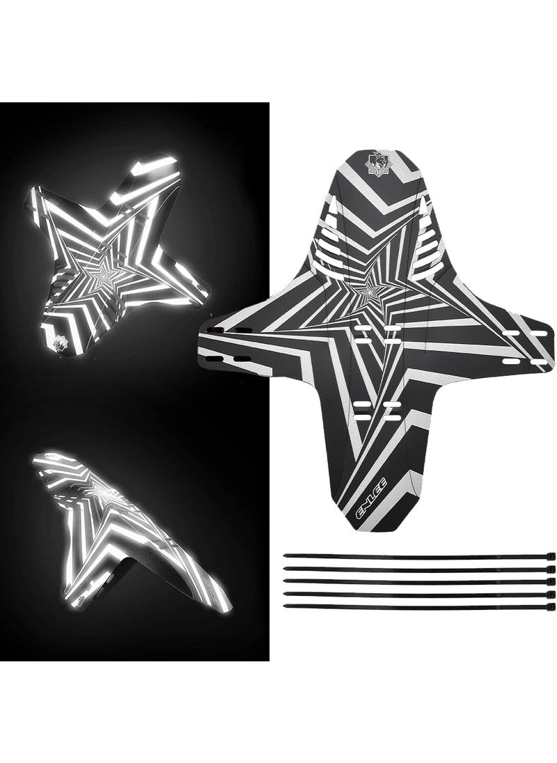 JSCARLIFE JSCARLIFE Mountain Bike Fenders MTB Mud Guard Front and Rear Bicycle Mudguard wite Luminous Effect Adjustable MTB Fender Fits 26 275 29 Plus Size and Fat Bikes  - Image 1