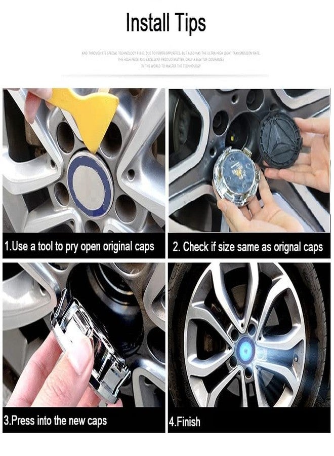 NeekTail Floating Auto Light Wheel Center caps 75mm/2.95'' for Mercedes Benz All serise,Retrofit Wheel Center caps to fit Stock Wheels-4pcs (Black Emblem) - Image 4