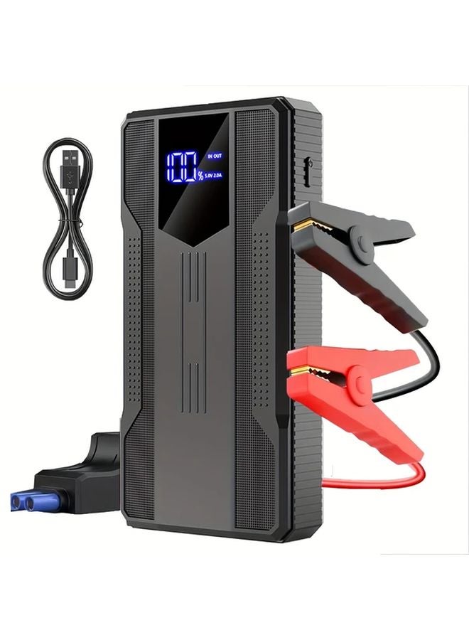 مشغل سيارة احتياطي للطوارئ للسيارات الحمراء، بنك طاقة بقوة 10 واط كحد أقصى، قابلة لإعادة الشحن عبر USB، بشاشة رقمية - Image 2