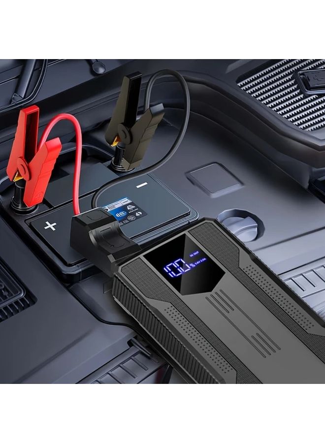 مشغل سيارة احتياطي للطوارئ للسيارات الحمراء، بنك طاقة بقوة 10 واط كحد أقصى، قابلة لإعادة الشحن عبر USB، بشاشة رقمية - Image 3