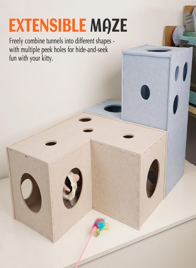 PETKARAY Cat Tunnel, Original Cat Hideaway Cave for Indoor Cats, Large Kitten Play Tubes and Tunnels, Soft Felt Cat Toy with Interactive Peek Hole - Image 4