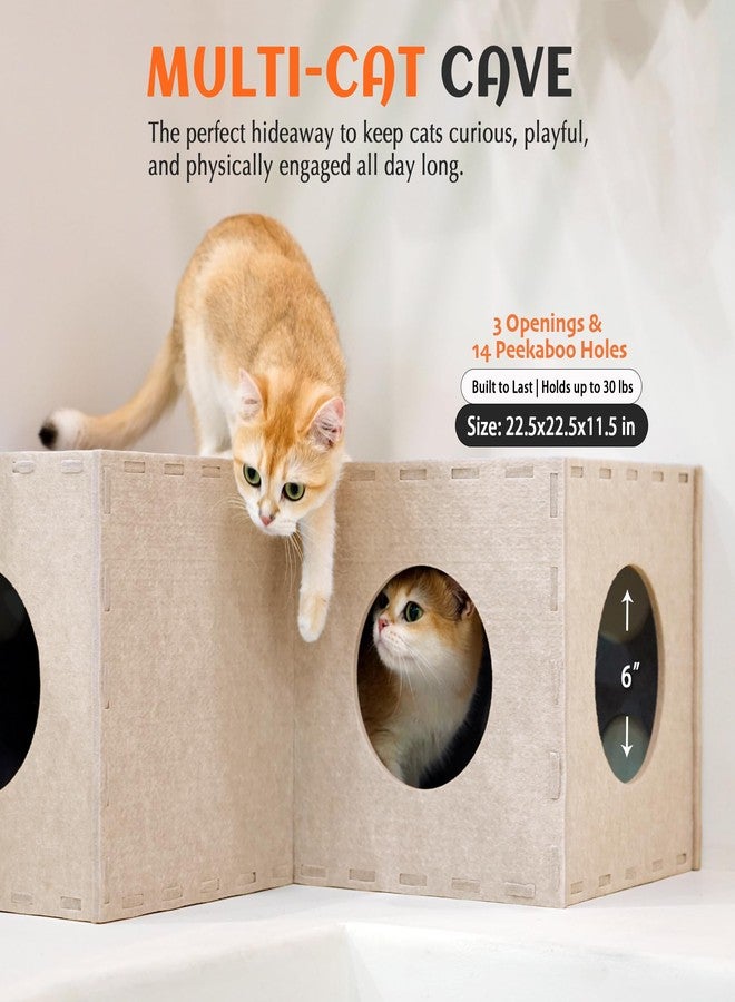 PETKARAY Cat Tunnel, Original Cat Hideaway Cave for Indoor Cats, Large Kitten Play Tubes and Tunnels, Soft Felt Cat Toy with Interactive Peek Hole - Image 3