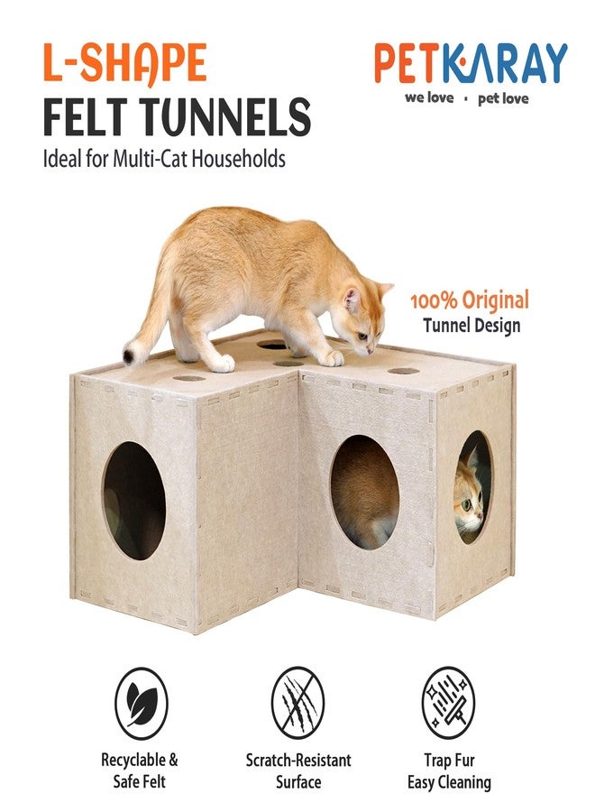 PETKARAY Cat Tunnel, Original Cat Hideaway Cave for Indoor Cats, Large Kitten Play Tubes and Tunnels, Soft Felt Cat Toy with Interactive Peek Hole - Image 2