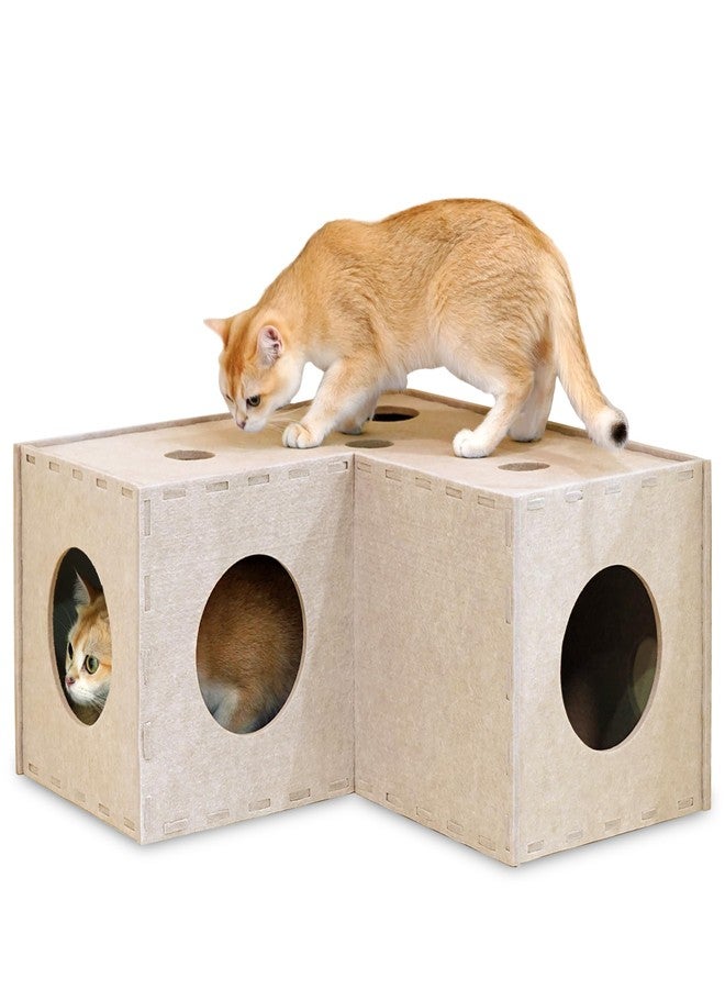 PETKARAY Cat Tunnel, Original Cat Hideaway Cave for Indoor Cats, Large Kitten Play Tubes and Tunnels, Soft Felt Cat Toy with Interactive Peek Hole - Image 1