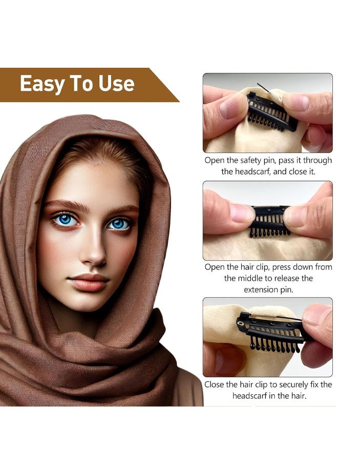10-Piece Safety Pin Snap Comb Hair Clips for Headscarves, Dupattas & Wigs - Image 3