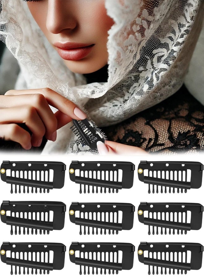 10-Piece Safety Pin Snap Comb Hair Clips for Headscarves, Dupattas & Wigs - Image 1