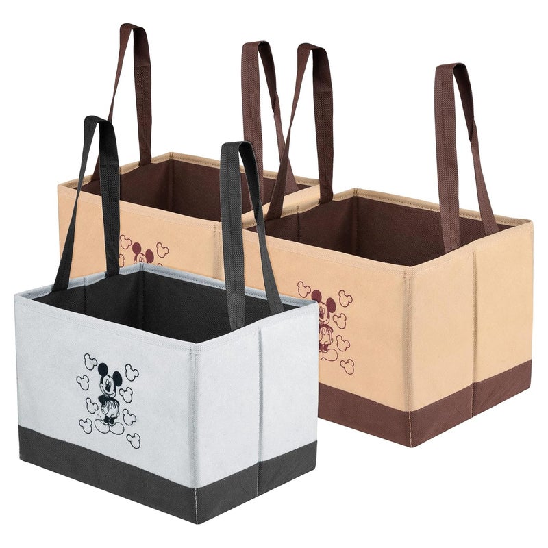 Kuber Industries Disney Mickey Drawer Storage Box Storage Box for Clothes Wardrobe Organizer for Books Closet Box with Handle Cloth Drawer Organizer Small Pack of 3 Multi - Image 1