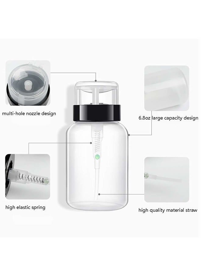 Hedume 16 Pack Push Down Empty Lockable Pump Dispenser Bottle, 6.8oz Professional Push Down Liquid Pumping Empty Bottle Dispenser for Nail Polish and Makeup Remover - Image 2