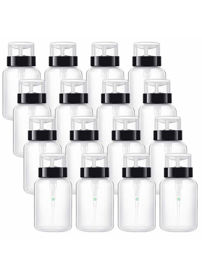 Hedume 16 Pack Push Down Empty Lockable Pump Dispenser Bottle, 6.8oz Professional Push Down Liquid Pumping Empty Bottle Dispenser for Nail Polish and Makeup Remover - Image 1