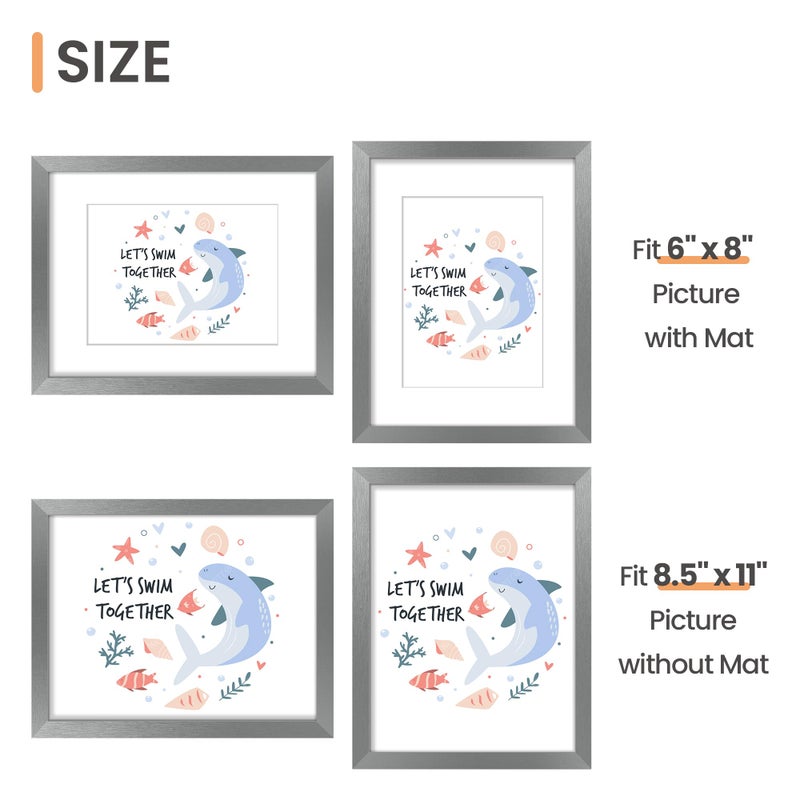 أبس سيمبلز upsimples 8.5x11 إطار الصورة عرض الصور 6x8 مع حصيرة أو 8.5x11 بدون حصيرة معلقة - Image 3