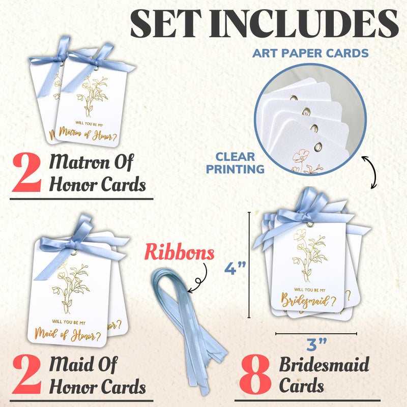 Stofinity Bridesmaid Proposal Card Set - 8 Will You Be My Bridesmaid Card, 2 Maid Of Honor Proposal Card, 2 Matron Of Honor Proposal Card, Ask Bridesmaid Proposal Gifts, Wedding Bridesmaid Gifts Ideas - Image 2