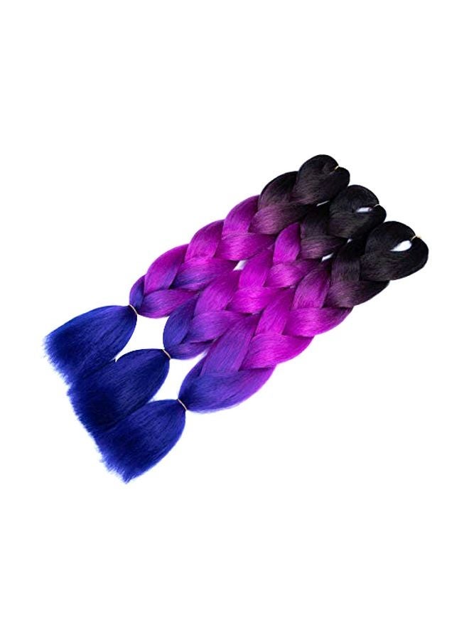 NIBEMINENT 3-Piece Braiding Hair Extension Black/Purple/Blue 24inch - Image 1