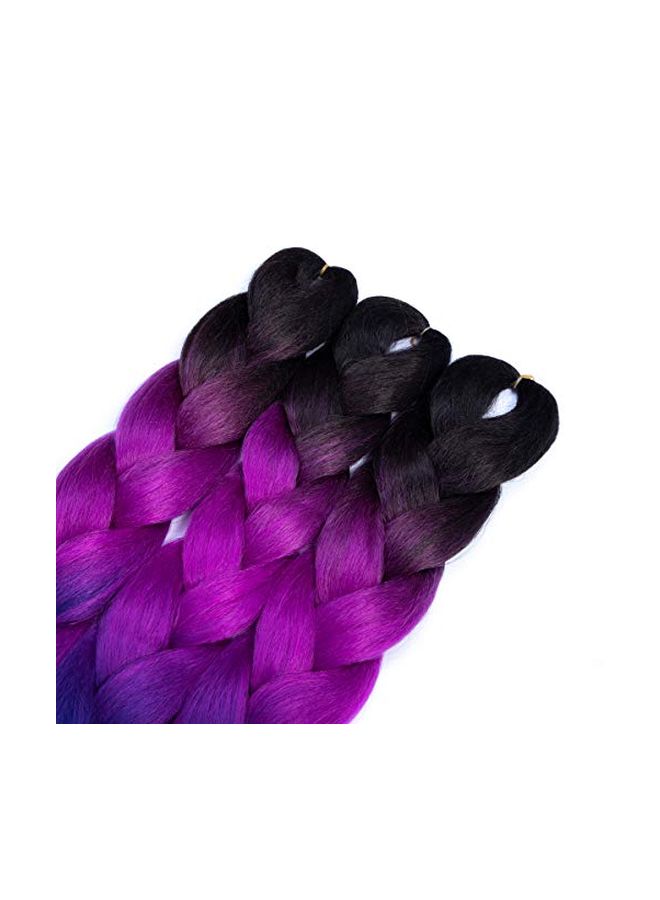 NIBEMINENT 3-Piece Braiding Hair Extension Black/Purple/Blue 24inch - Image 2