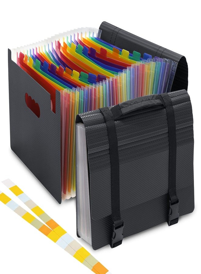 NISUN 24 Pockets File Organizer, Expanding File Plastic Letter Size with Labels, Accordion Document Organizer, Adjustable Buckle A4 Portable Document Bag (24 Pockets Expanding File Organizer) - Image 1
