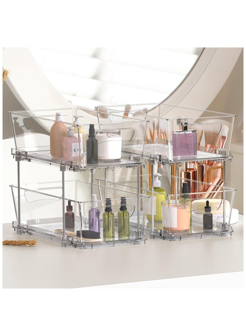 أنمي 2 الطبقة التخزين المنظم ، 2 حزمة واضحة تحت بالوعة المنظمون الغرور مكافحة تخزين الحاويات ، الطب مجلس الوزراء أدراج صناديق ، الانسحاب منظمة مع المسار ل مخزن ، المطبخ - Image 5