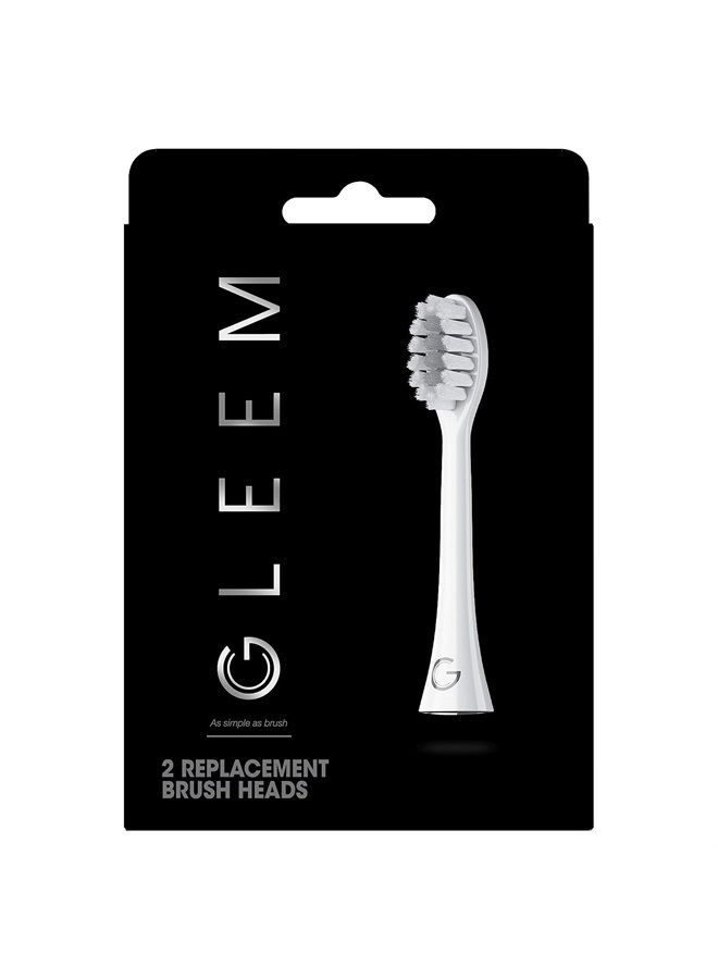 GLEEM Toothbrush Replacement Brush Heads Refill, White, 2 count