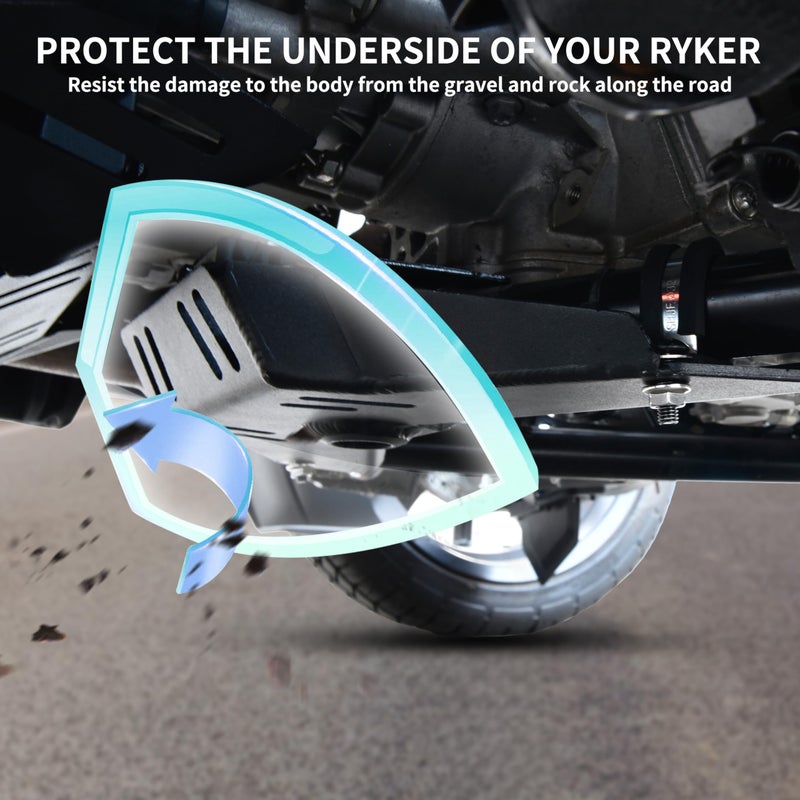 SLORIMOD Aluminum Lower Skid Plate Kit for Can-Am Ryker, Lower Radiator Protector Plate Splash Guard for Can-Am Ryker 600 900 Sport & Ryker Rally Edition All Models Accessories, Replace #219401251 - Image 2