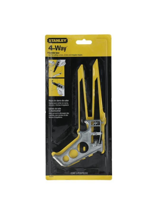 Stanley 4-Way Keyhole Saw Black and Silver 7inch - Image 1