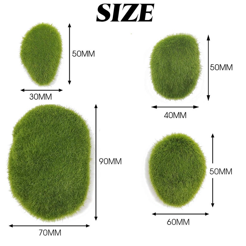 TIHOOD 40PCS Artificial Moss Rocks (4 Sizes), Green Moss Decor for Floral Arrangements, Fairy Gardens and Crafting - Image 3