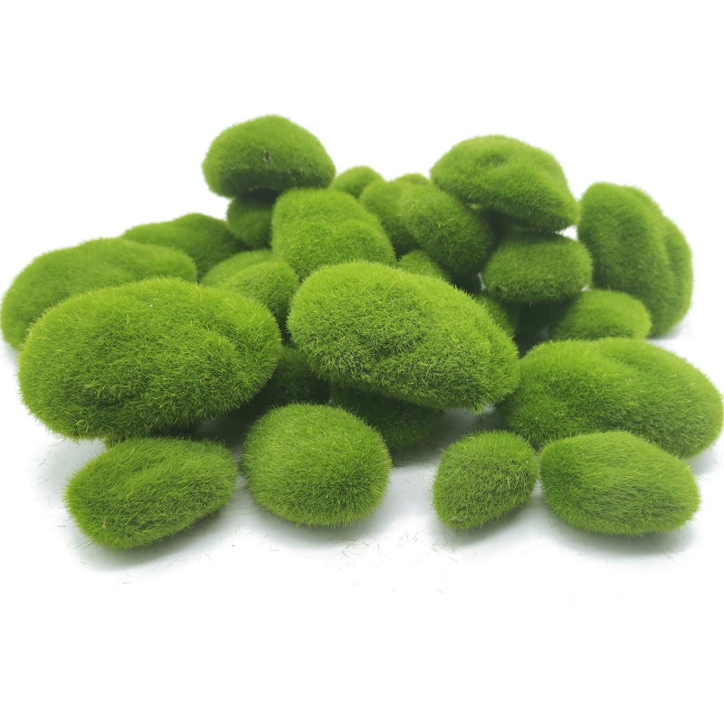 TIHOOD 40PCS Artificial Moss Rocks (4 Sizes), Green Moss Decor for Floral Arrangements, Fairy Gardens and Crafting - Image 5