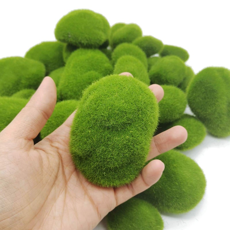 TIHOOD 40PCS Artificial Moss Rocks (4 Sizes), Green Moss Decor for Floral Arrangements, Fairy Gardens and Crafting - Image 2
