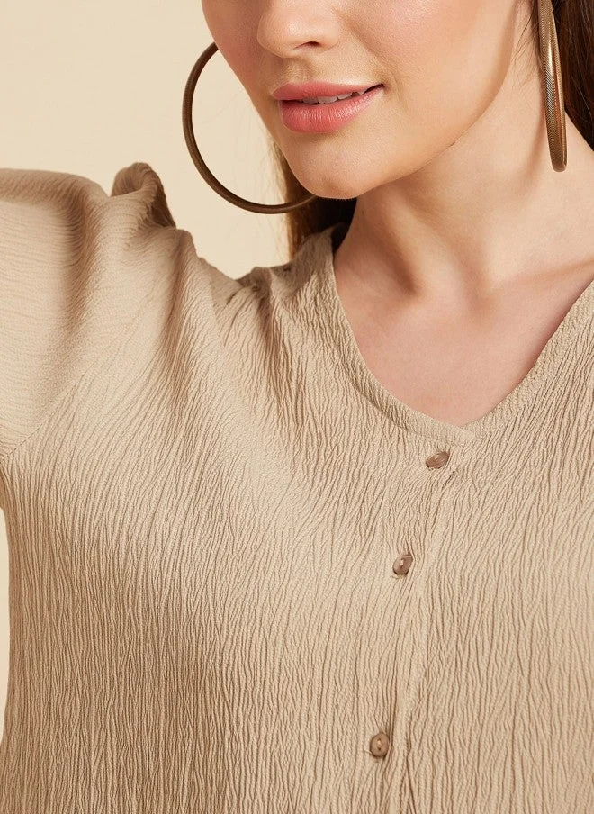 مينت ستريت بلوزة نسائية بتصميم ذاتي باللون البيج