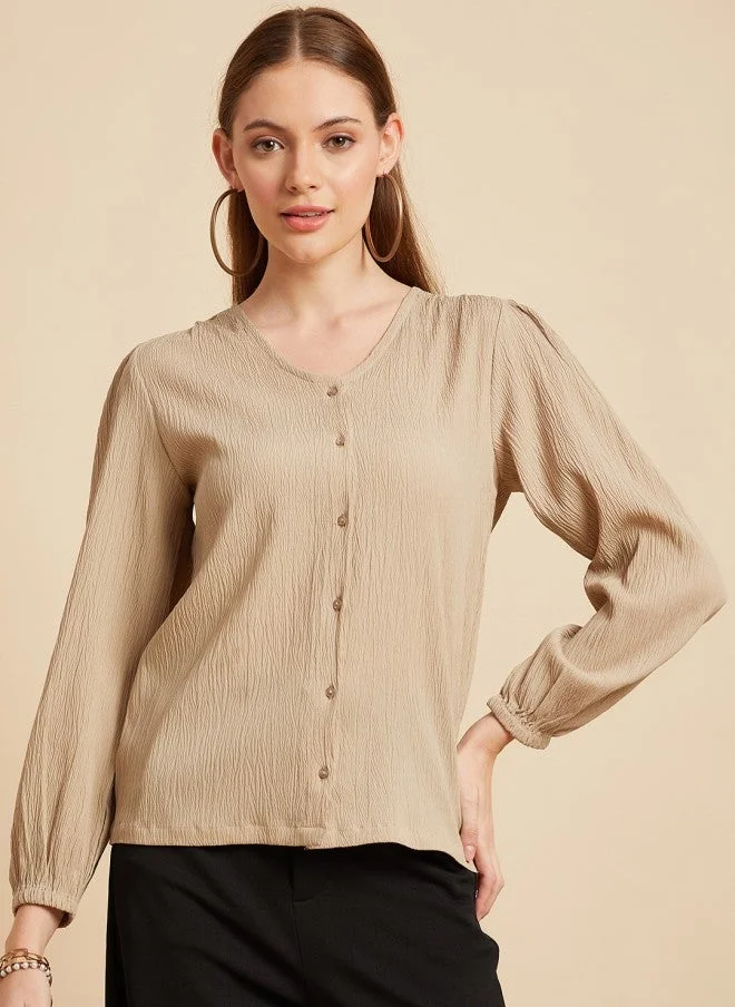 مينت ستريت بلوزة نسائية بتصميم ذاتي باللون البيج