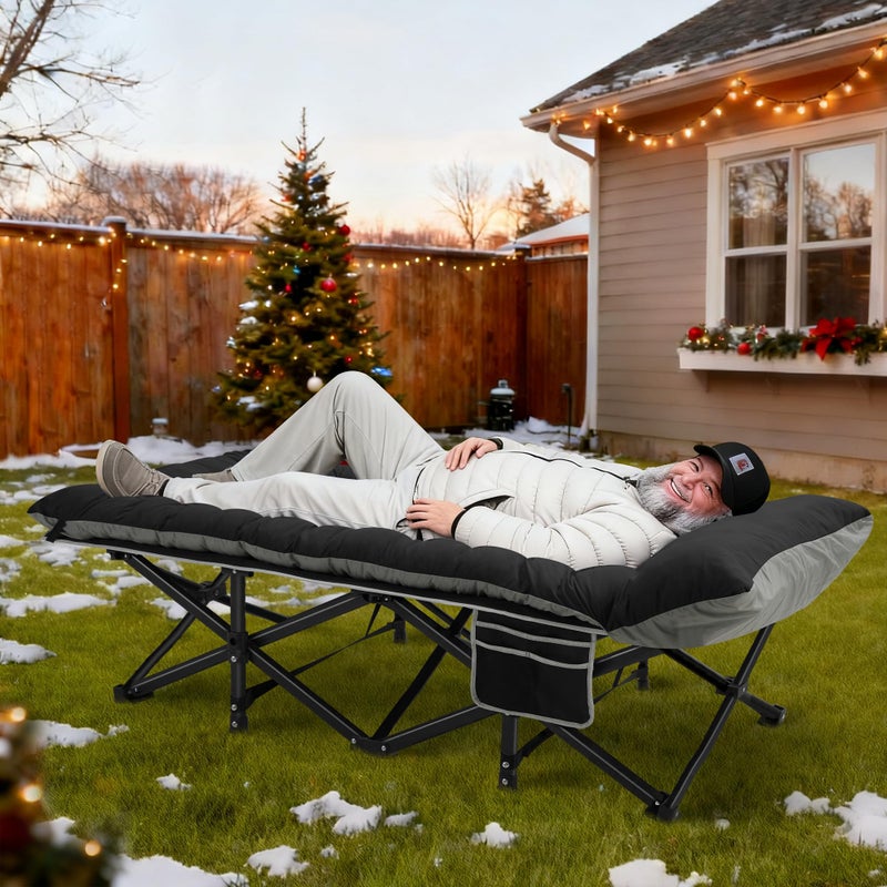 HABUTWAY Camping Cot with Mattress, 32" Extra Wide Camping Cots for Adults, Sleeping Cot for Adults Holds Up to 600LBS, Cots for Sleeping, Camp, Rv, Beach, Patio, Office Naps(Black) - Image 2