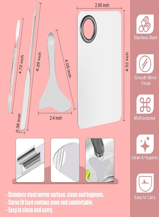 VUTHLRV 4 Pcs Makeup Spatula Set, Stainless Steel Cosmetic Makeup Palette, Korean Mixing Palette Foundation Cosmetic Skin Care Tool - Image 5