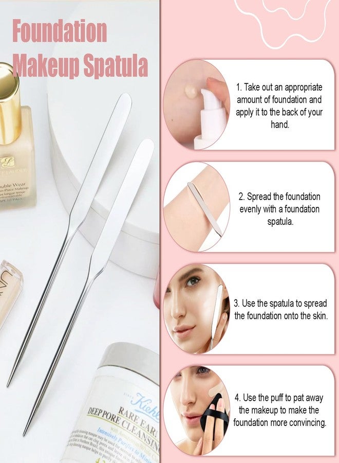 VUTHLRV 4 Pcs Makeup Spatula Set, Stainless Steel Cosmetic Makeup Palette, Korean Mixing Palette Foundation Cosmetic Skin Care Tool - Image 3