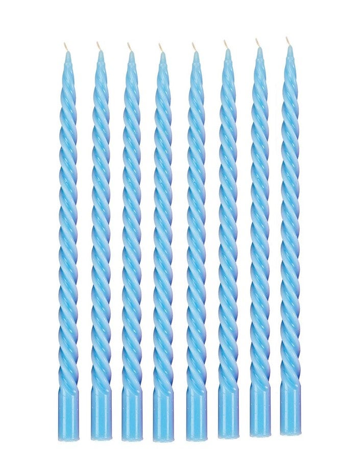 Luces Paraffin Wax Smokeless Scented Sky Blue Colour Twisted Stick Candles Decorations for Living Room Pack of 8 - Image 1