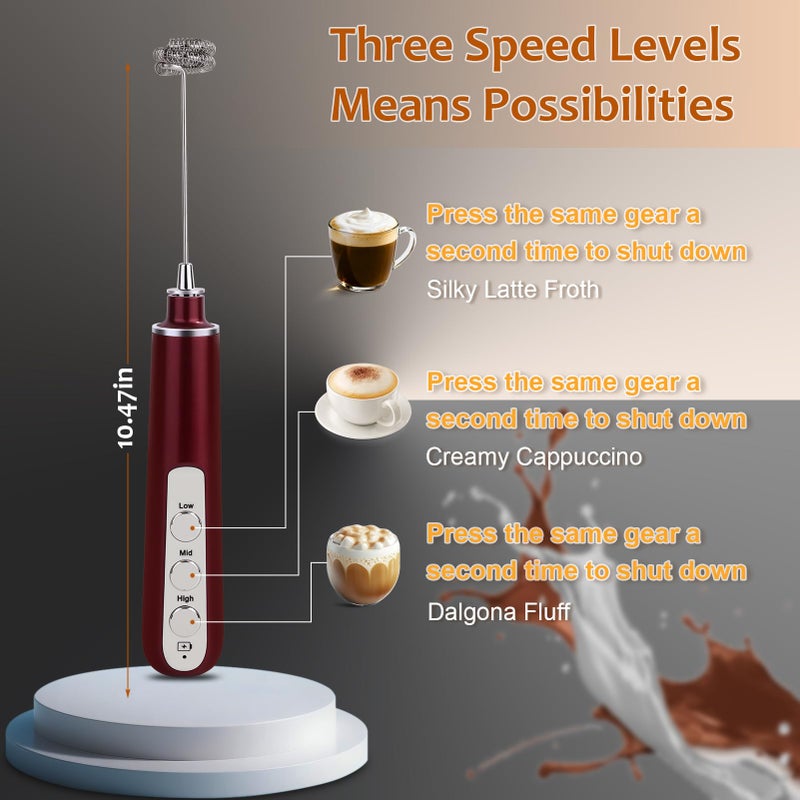 Dejaf Milk Frother Wand Rechargeable Handheld Frother For Coffee,Batidora De Mano Electrica Coffee Bar Accessories Kitchen Appliances Essentials Electric Frother Gift For Women Men (Black) - Image 3