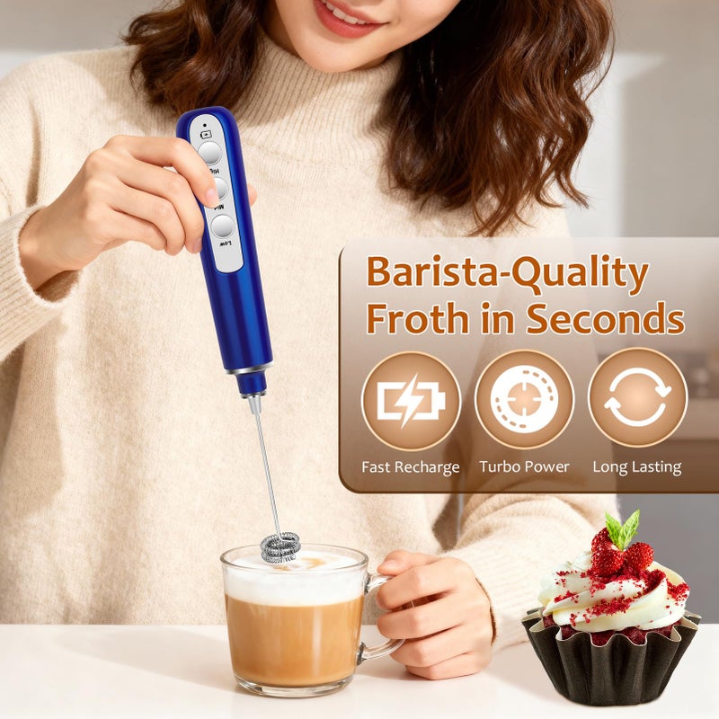 Dejaf Milk Frother Wand Rechargeable Handheld Frother For Coffee,Batidora De Mano Electrica Coffee Bar Accessories Kitchen Appliances Essentials Electric Frother Gift For Women Men (Black) - Image 5