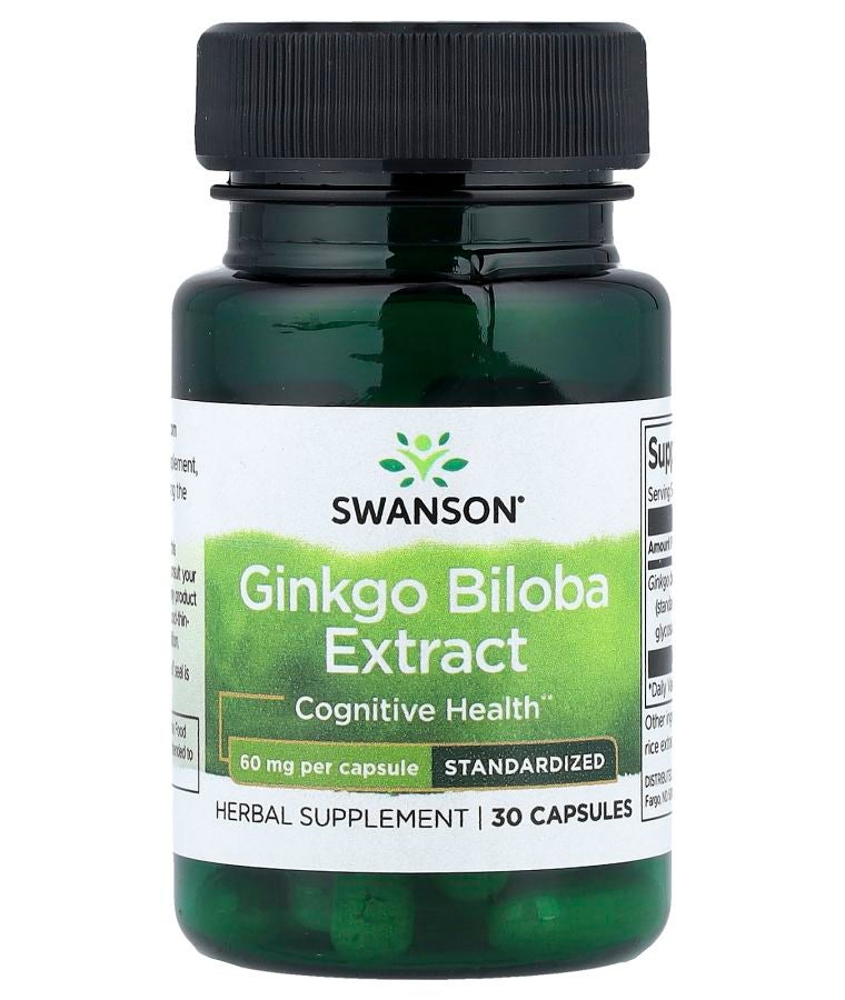 SWANSON Ginkgo Biloba Extract Standardized 60 mg 30 Capsules