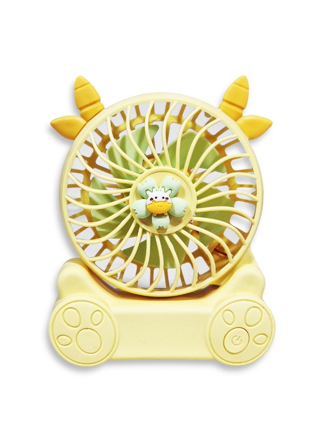 Handheld Fan, Cute Cartoon Portable Fan, 2 Speeds, Rechargeable Battery via USB Cable for Easy Use Anywhere, Small and Lightweight Design Perfect for Carrying in Bag or on Desk, Safe Materials and Attractive Design for Kids and Adults, One side Movable Head with Base to Fix Fan on Table, Great Summer Gift  - Image 1
