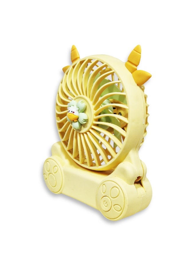 Handheld Fan, Cute Cartoon Portable Fan, 2 Speeds, Rechargeable Battery via USB Cable for Easy Use Anywhere, Small and Lightweight Design Perfect for Carrying in Bag or on Desk, Safe Materials and Attractive Design for Kids and Adults, One side Movable Head with Base to Fix Fan on Table, Great Summer Gift  - Image 3