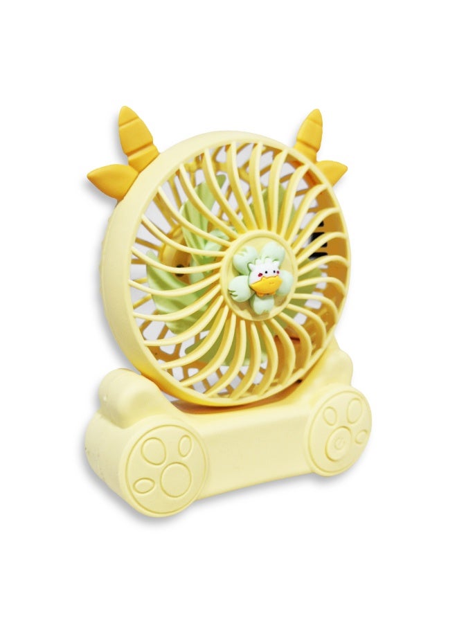 Handheld Fan, Cute Cartoon Portable Fan, 2 Speeds, Rechargeable Battery via USB Cable for Easy Use Anywhere, Small and Lightweight Design Perfect for Carrying in Bag or on Desk, Safe Materials and Attractive Design for Kids and Adults, One side Movable Head with Base to Fix Fan on Table, Great Summer Gift  - Image 2