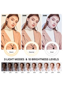 Ulanzi [Upgraded Base] Ring Light Desk with Horizontal Boom Arm, 10" Ring Light with Phone Tripod Stand, 3500k-6500K Dimmable, Ring Light with Phone Holder for Video Recording, Live Stream, Portrait, Makeup  - Image 2