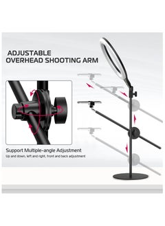 Ulanzi [Upgraded Base] Ring Light Desk with Horizontal Boom Arm, 10" Ring Light with Phone Tripod Stand, 3500k-6500K Dimmable, Ring Light with Phone Holder for Video Recording, Live Stream, Portrait, Makeup  - Image 3
