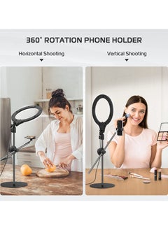 Ulanzi [Upgraded Base] Ring Light Desk with Horizontal Boom Arm, 10" Ring Light with Phone Tripod Stand, 3500k-6500K Dimmable, Ring Light with Phone Holder for Video Recording, Live Stream, Portrait, Makeup  - Image 5