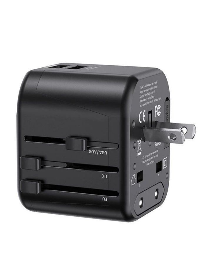 Usams USAMS US-CC173 T55 12W Dual USB Universal Travel Charger US / AU / EU / UK Plug Converter  - Image 5