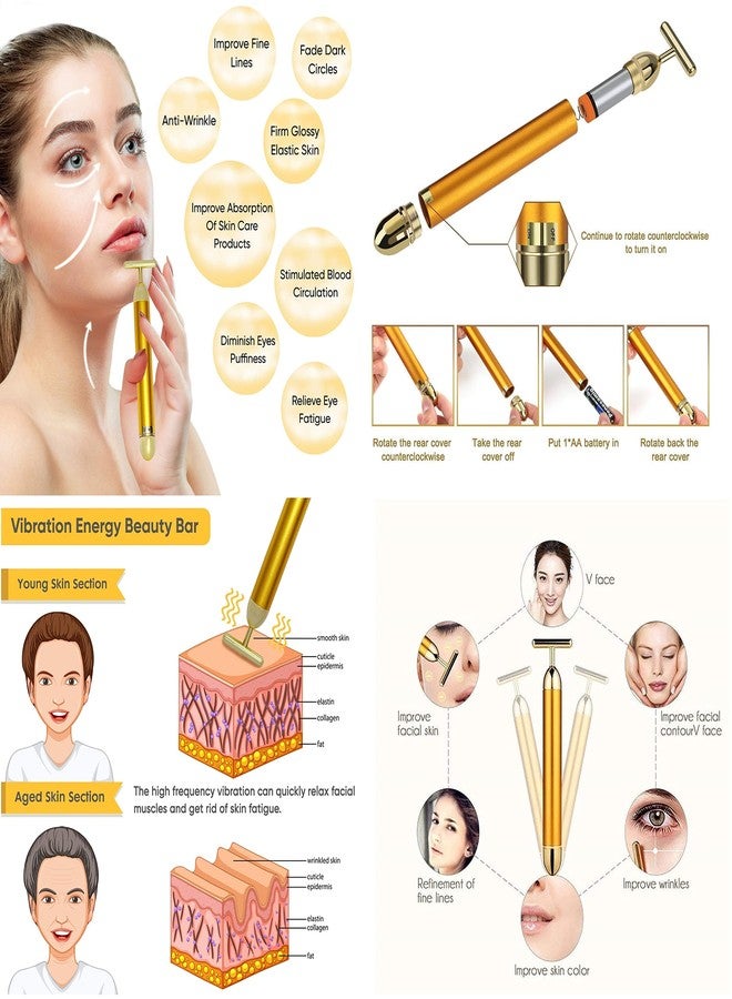 FLYWELL Jade Roller,100% Natural Facial,Gua Sha With Ice Roller For Cold Face Massage With T-Shaped Energy Beauty Bar Facial Massage - Image 3