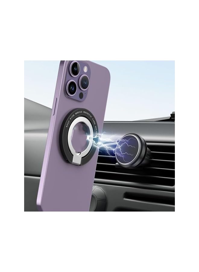 Green Tiger Magnetic Phone Ring Holder, Phone Grip with Adjustable Kickstand, Polished Metal Cell Phone Ring Holder, Suitable for iPhone 15/14/13/12 Series, Black - Image 3