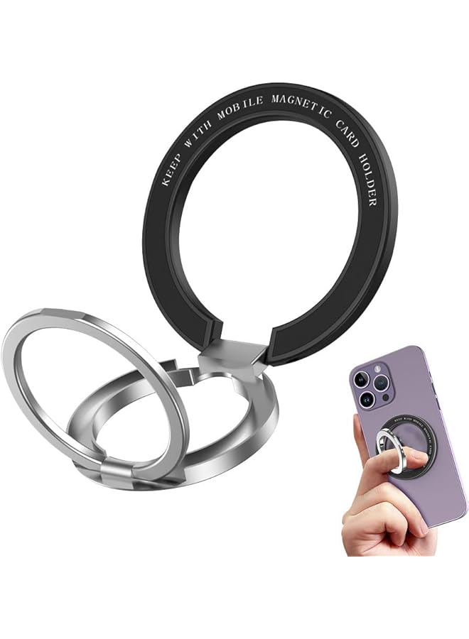 Green Tiger Magnetic Phone Ring Holder, Phone Grip with Adjustable Kickstand, Polished Metal Cell Phone Ring Holder, Suitable for iPhone 15/14/13/12 Series, Black - Image 1