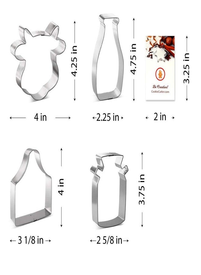 Foose Dairy Farm Cow Cookie Cutter 4 Pc Set - Cow Face, Milk Bottle, Ear Tag, Milk Jug Cookie Cutters and Cookie Recipe Card Hand Made in the USA from Tin Plated Steel - Image 4